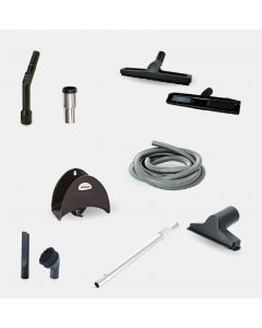 Kit accessori standard impianto aspirapolvere centralizzato Enke con telescopica in alluminio, tubo Mt.9